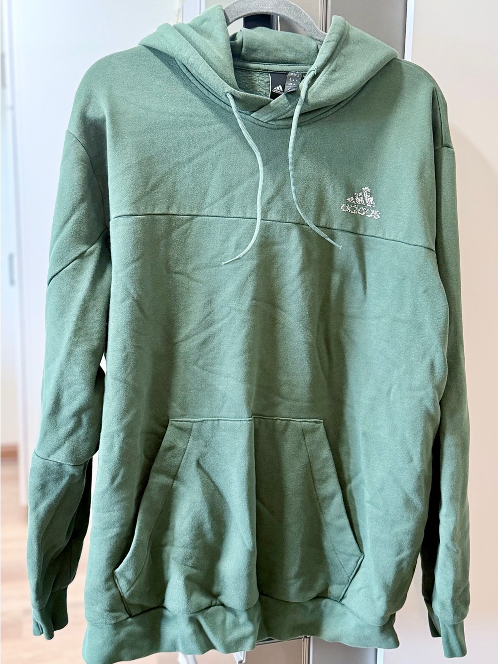 adidas Green Pullover Hoodie with Kangaroo Pocket